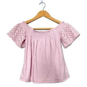 Express Light Dusty Pink Off The Shoulder Crop Top Women’s Size Small